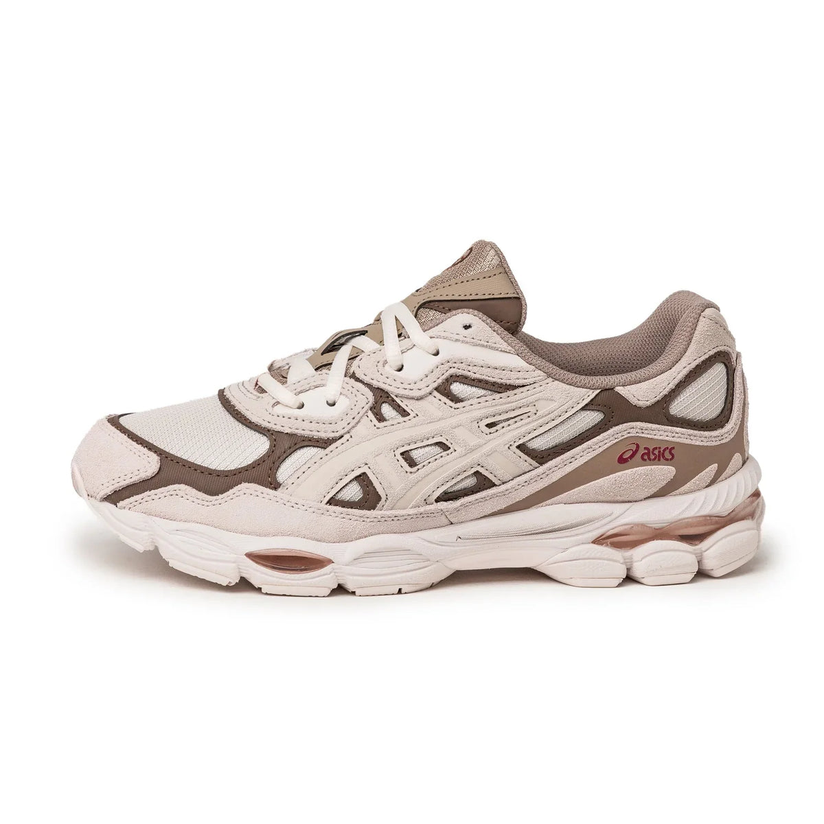 Asics GEL‑NYC Series Cream Dark Brown Suede Mesh Casual Sneakers