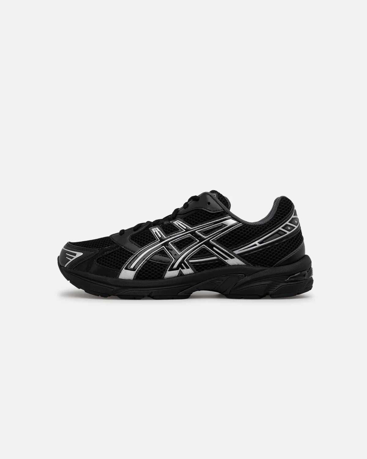 Asics GEL‑1130 Series Black Pure Silver Mesh Running Sneakers