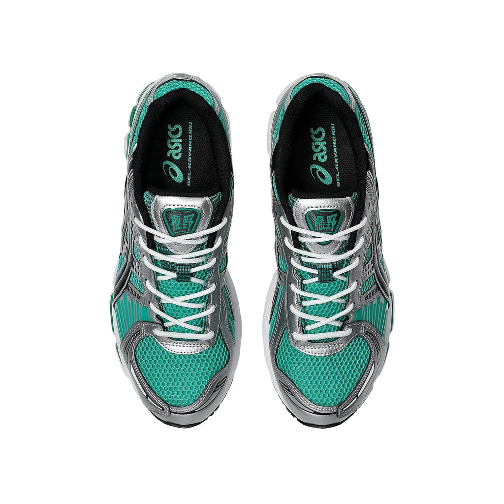 Asics Gel‑Kayano 14 Series Silver Malachite Green Mesh Running Sneakers