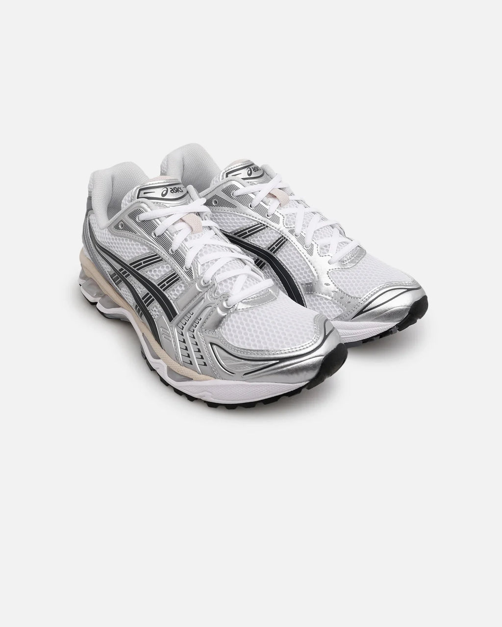 Asics GEL‑KAYANO 14 Series White Silver Beige Mesh Running Sneakers