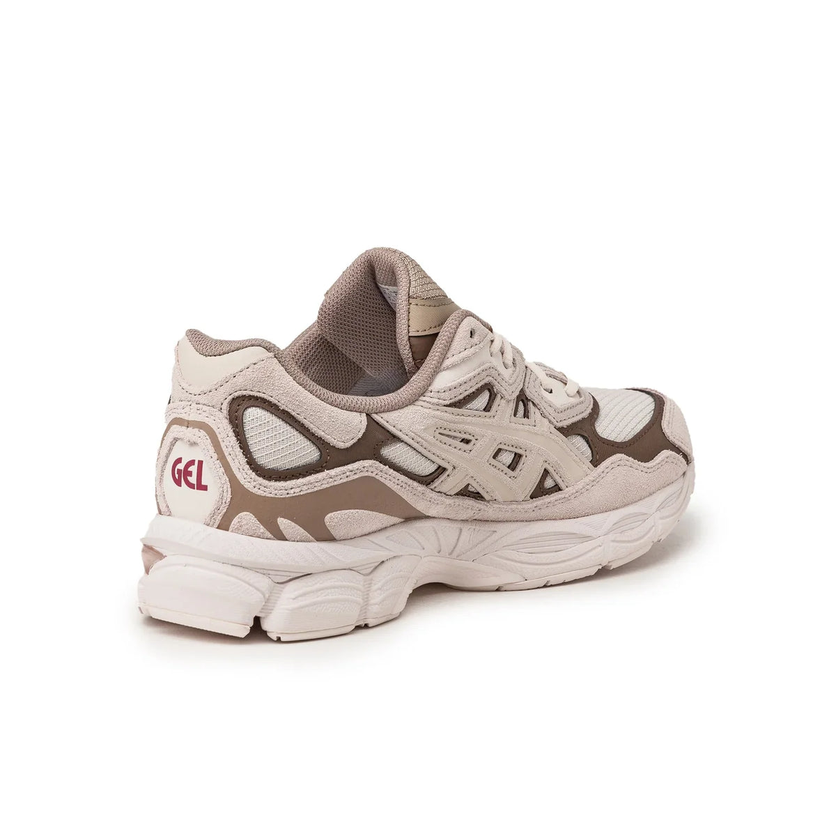 Asics GEL‑NYC Series Cream Dark Brown Suede Mesh Casual Sneakers
