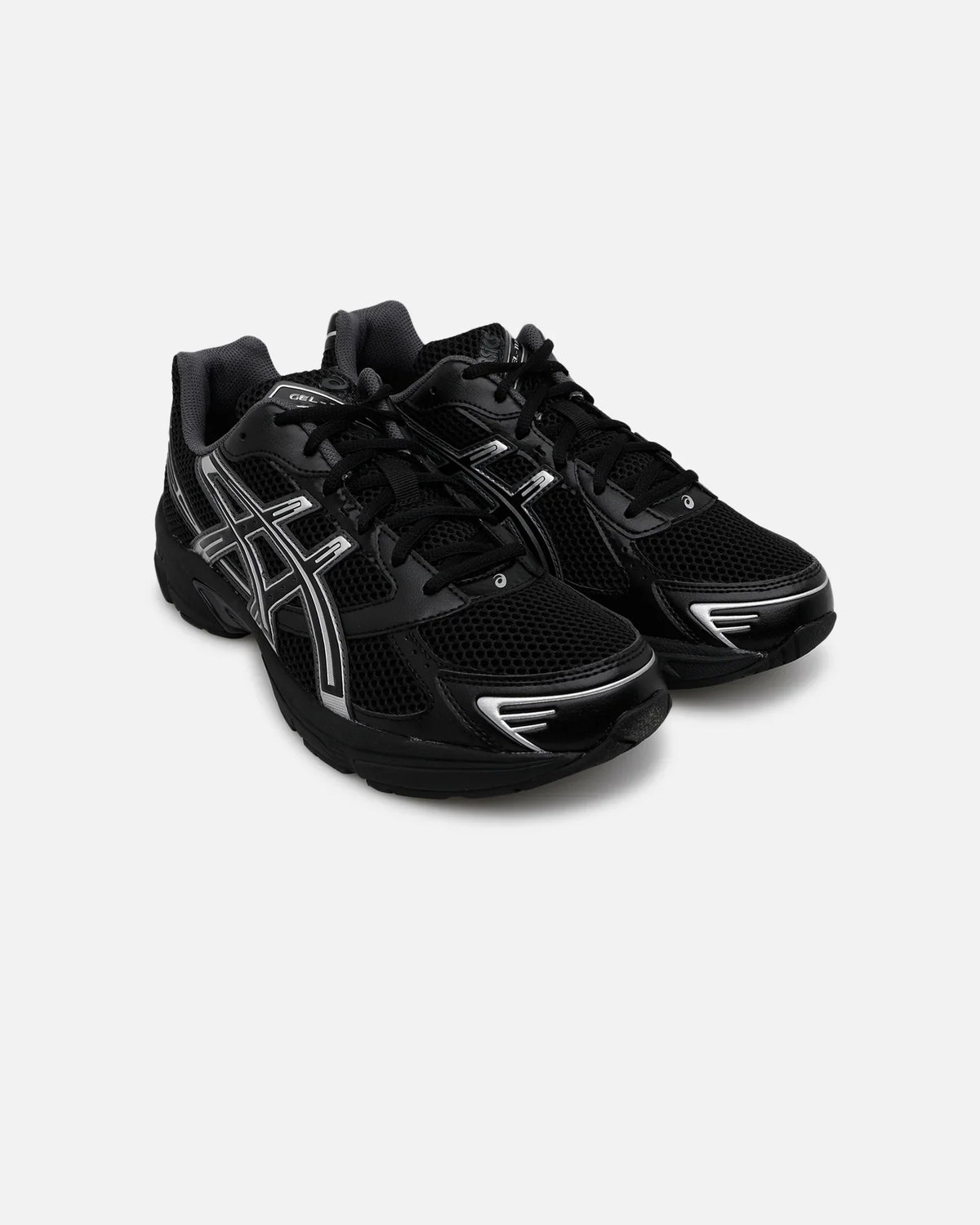 Asics GEL‑1130 Series Black Pure Silver Mesh Running Sneakers