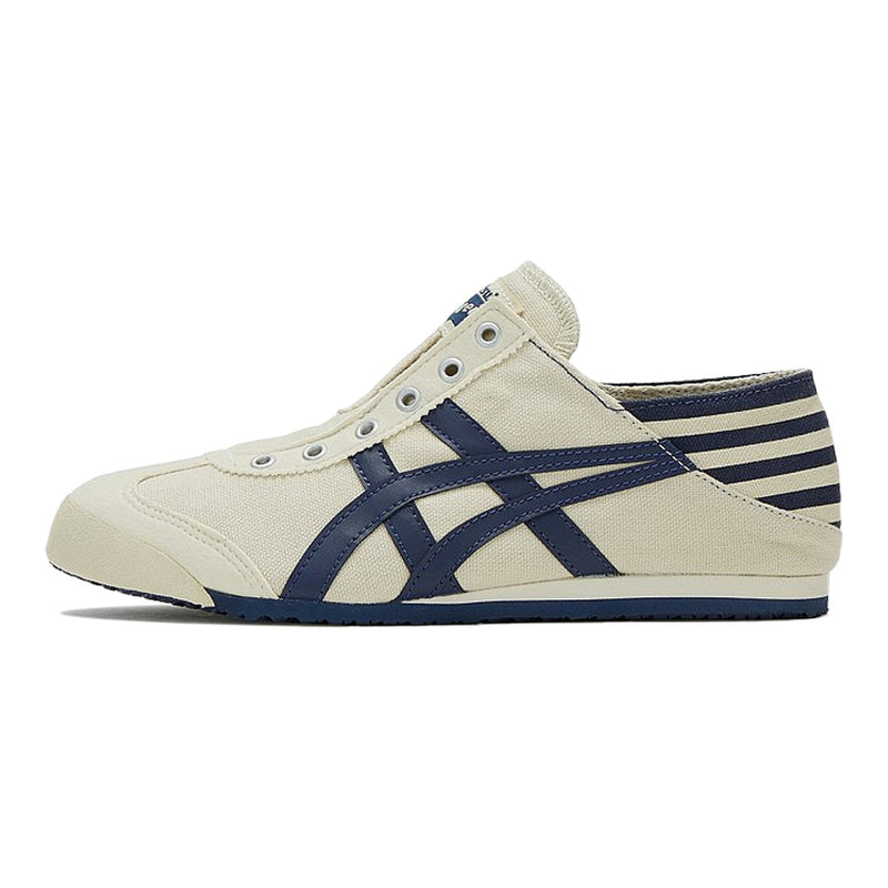 Onitsuka Tiger Mexico 66 Paraty Off‑White Navy Canvas Slip‑On Sneakers