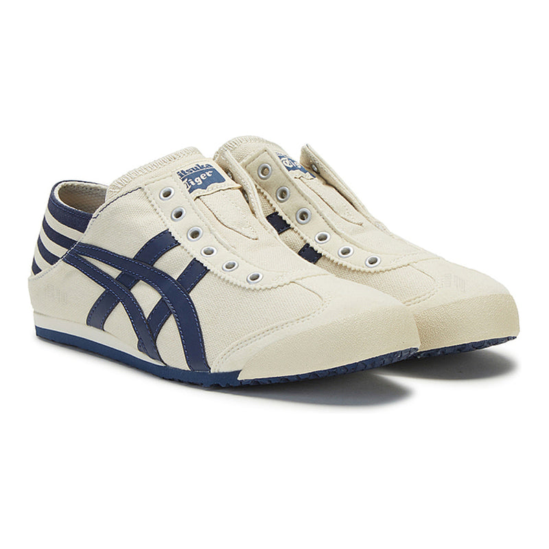 Onitsuka Tiger Mexico 66 Paraty Off‑White Navy Canvas Slip‑On Sneakers