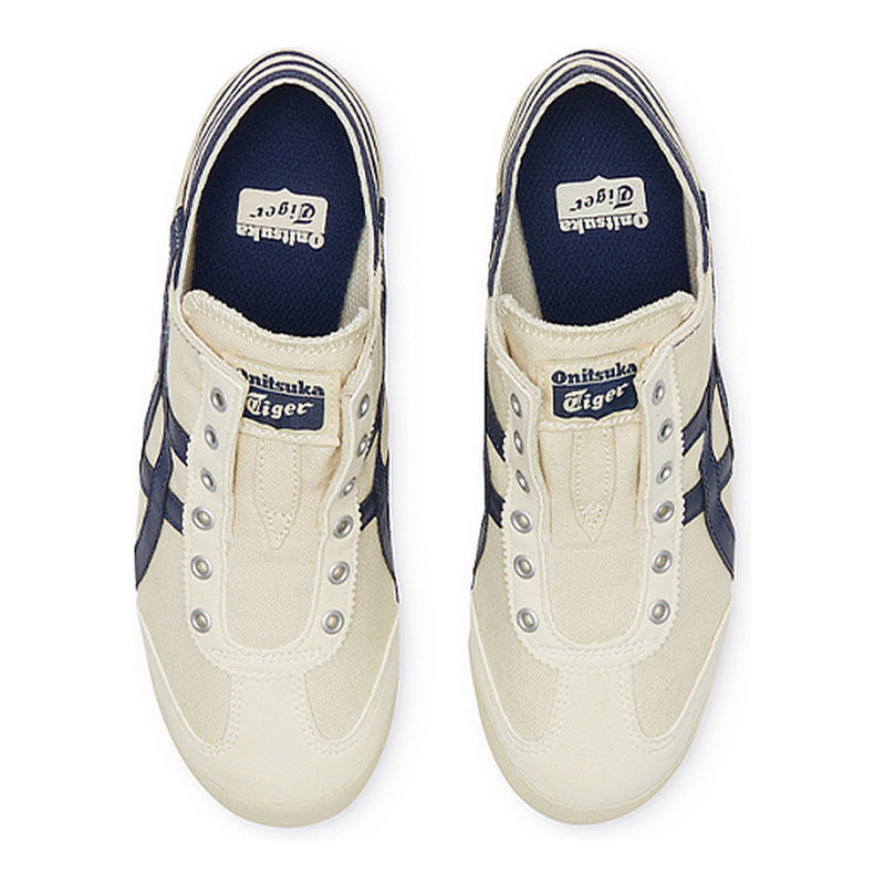 Onitsuka Tiger Mexico 66 Paraty Off‑White Navy Canvas Slip‑On Sneakers