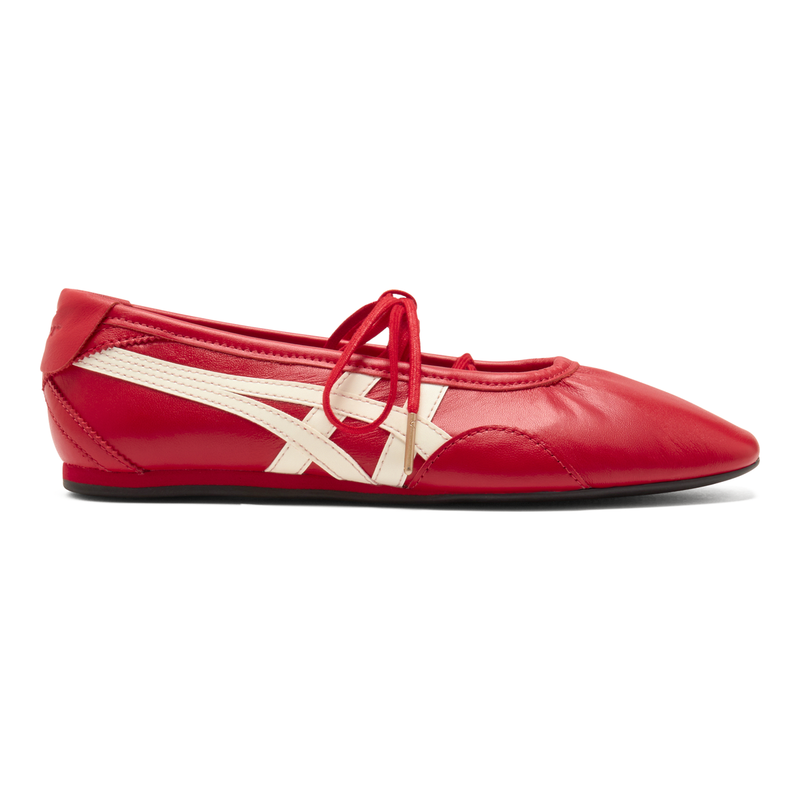 Onitsuka Tiger Women's Ballet Red Off‑White Leather Ballet Flats