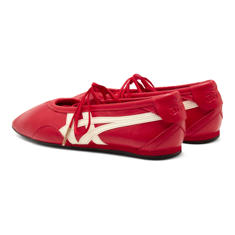 Onitsuka Tiger Women's Ballet Red Off‑White Leather Ballet Flats