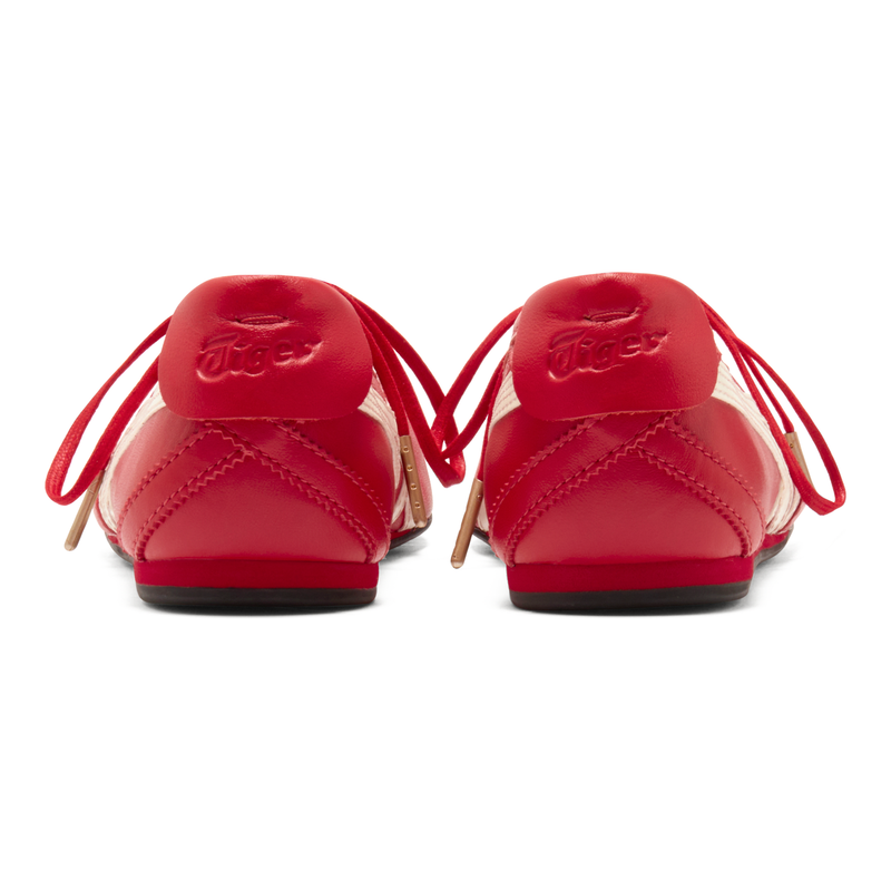 Onitsuka Tiger Women's Ballet Red Off‑White Leather Ballet Flats