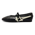 Onitsuka Tiger Women's Ballet Black Off‑White Leather Ballet Flats