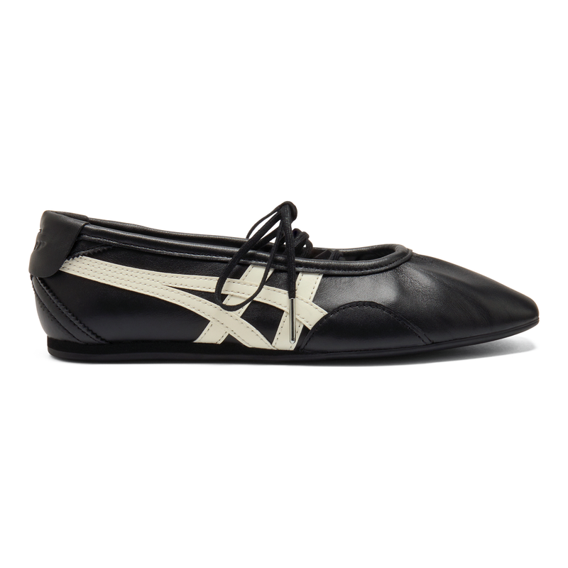Onitsuka Tiger Women's Ballet Black Off‑White Leather Ballet Flats
