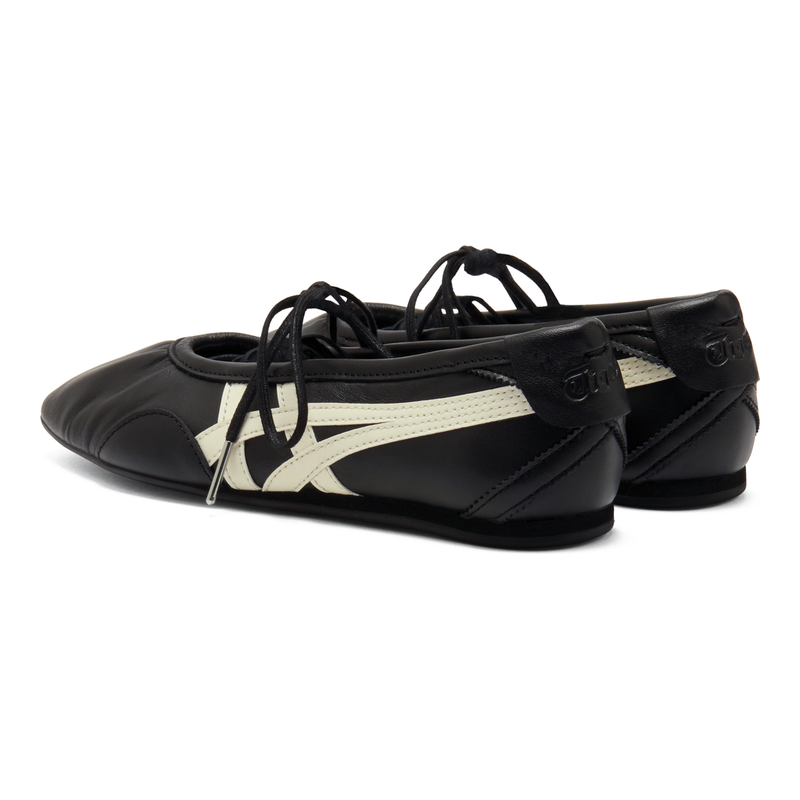 Onitsuka Tiger Women's Ballet Black Off‑White Leather Ballet Flats