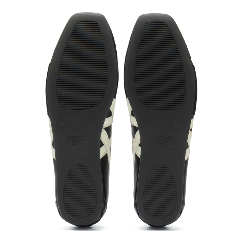 Onitsuka Tiger Women's Ballet Black Off‑White Leather Ballet Flats