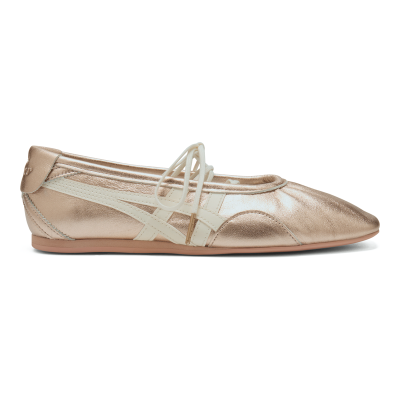 Onitsuka Tiger Women's Ballet Rose‑Gold Off‑White Leather Ballet Flats