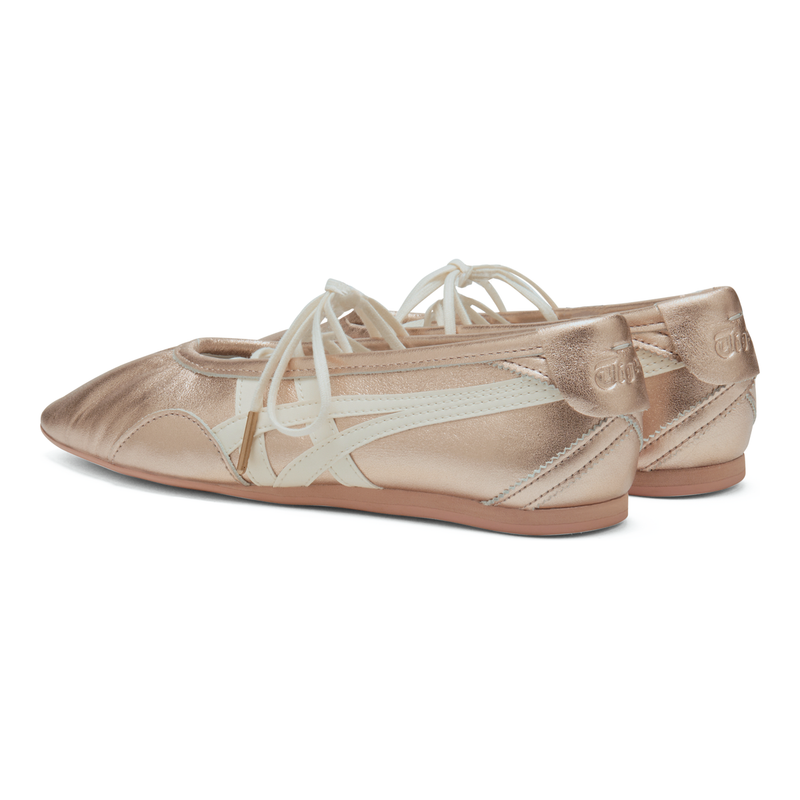 Onitsuka Tiger Women's Ballet Rose‑Gold Off‑White Leather Ballet Flats