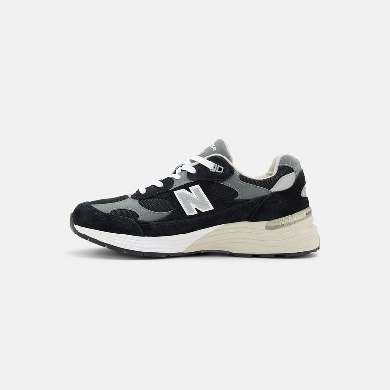 New Balance 992 Series Black Grey Suede Mesh Retro Sneakers