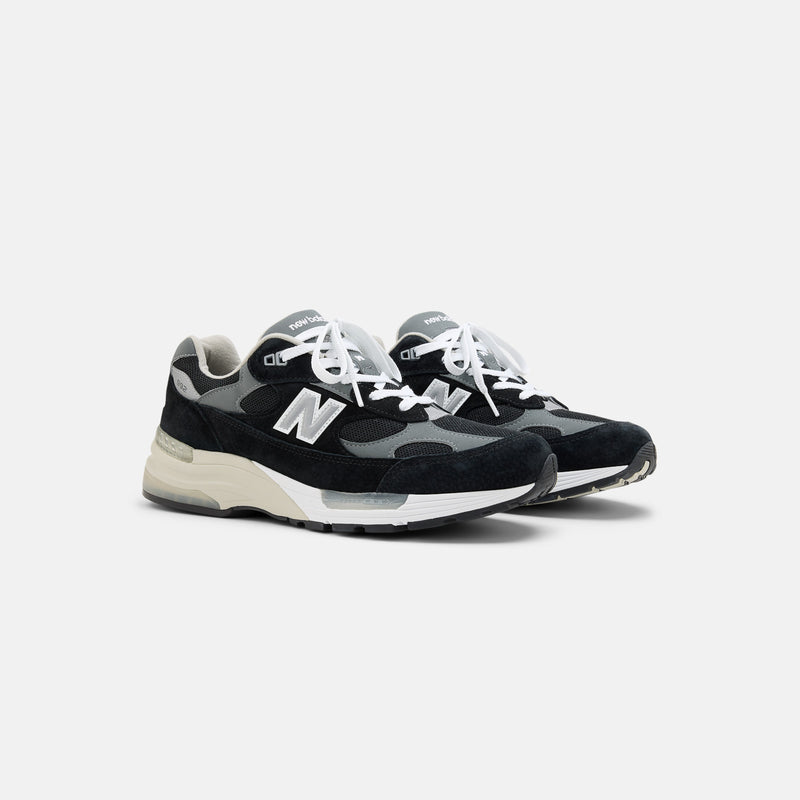 New Balance 992 Series Black Grey Suede Mesh Retro Sneakers
