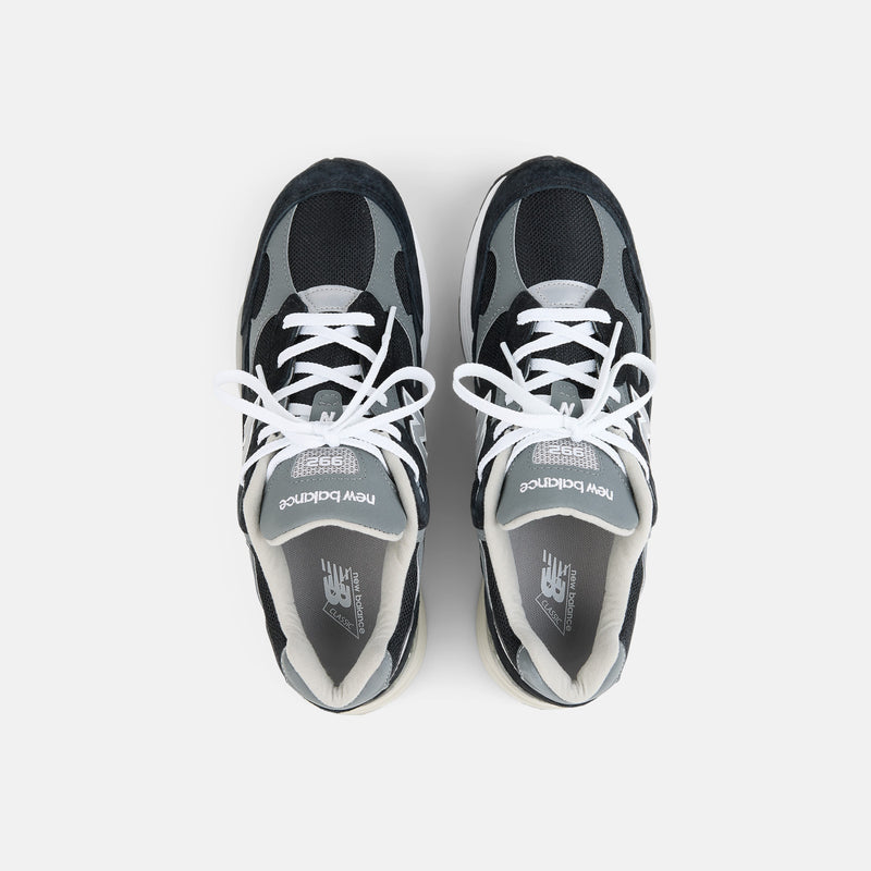 New Balance 992 Series Black Grey Suede Mesh Retro Sneakers