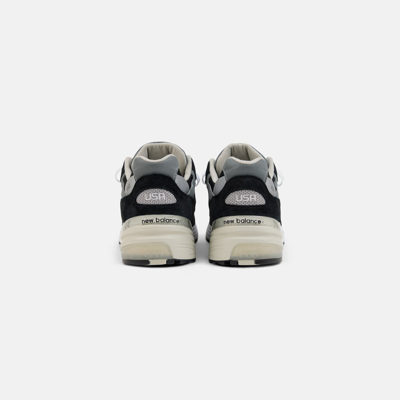 New Balance 992 Series Black Grey Suede Mesh Retro Sneakers