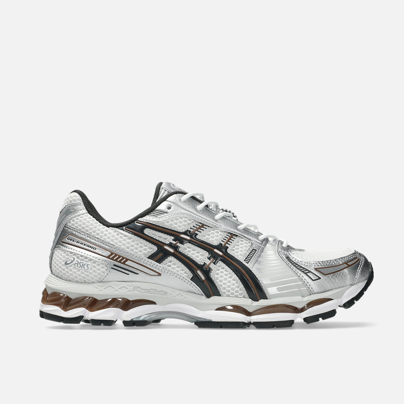 ASICS GEL‑KAYANO 12.1 White Silver Brown Mesh Retro Running Sneakers