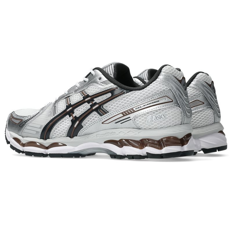 ASICS GEL‑KAYANO 12.1 White Silver Brown Mesh Retro Running Sneakers