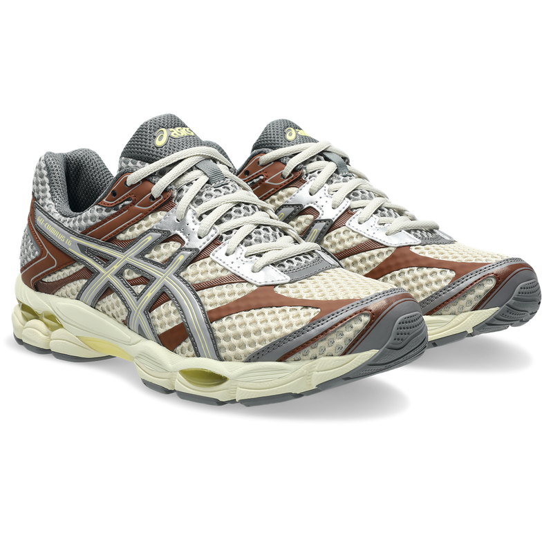 ASICS GEL‑Cumulus 16 emmi Beige Brown Grey Mesh Running Sneakers