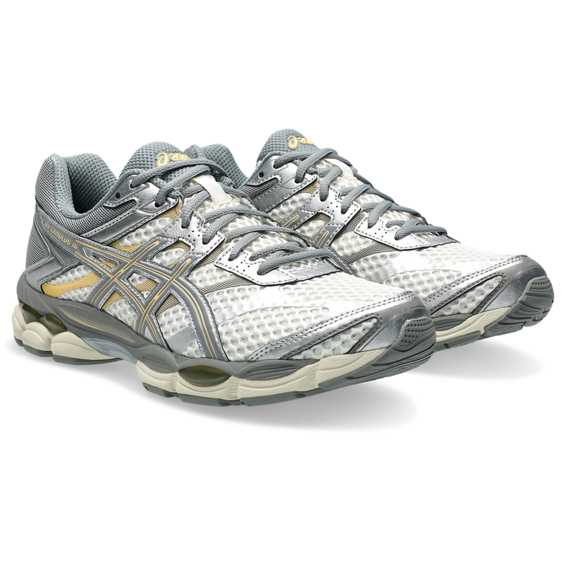 ASICS GEL‑CUMULUS 16 Off‑White Grey Gold Mesh Retro Running Sneakers