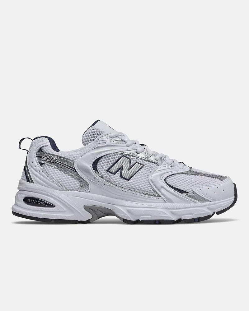 New Balance 530 White Silver Navy Running Sneakers