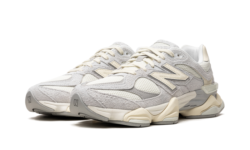 New Balance 9060 Light Grey Cream Suede Mesh Retro Sneakers