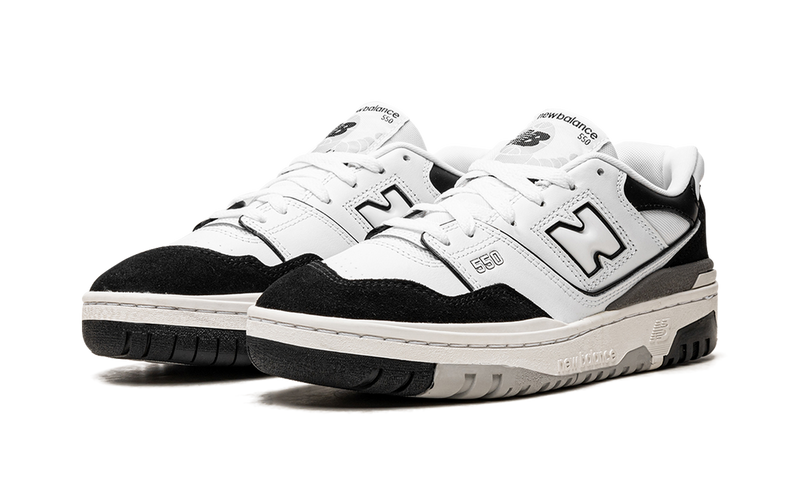 New Balance 550 White Black Suede Leather Sneakers