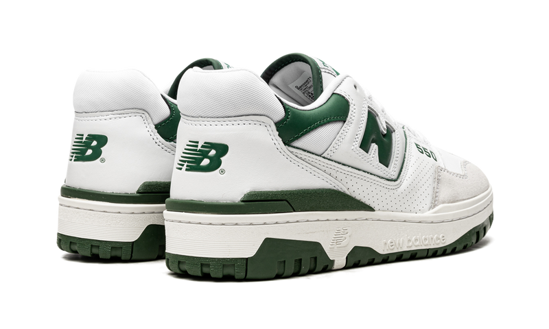 New Balance 550 White Green Leather Suede Sneakers