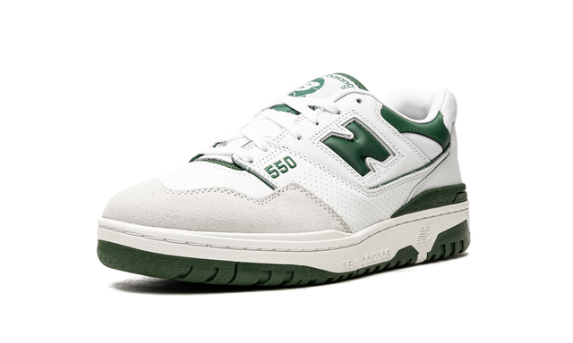 New Balance 550 White Green Leather Suede Sneakers