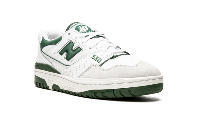 New Balance 550 White Green Leather Suede Sneakers