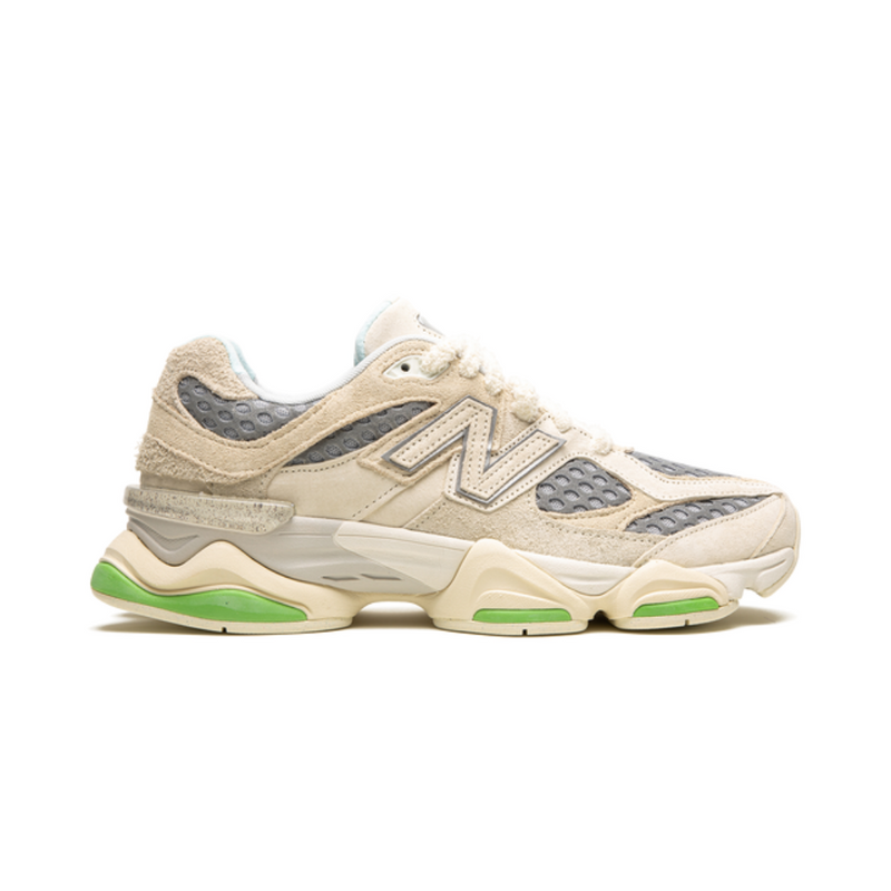 New Balance 9060 Beige Green Suede Mesh Retro Sneakers