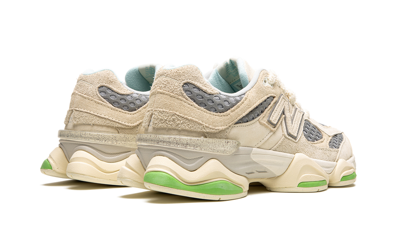 New Balance 9060 Beige Green Suede Mesh Retro Sneakers