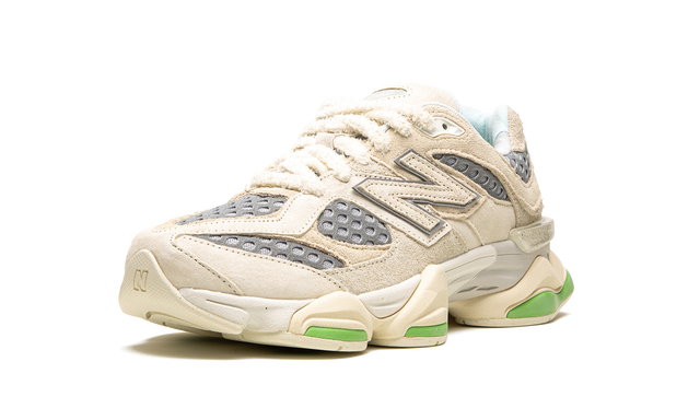 New Balance 9060 Beige Green Suede Mesh Retro Sneakers