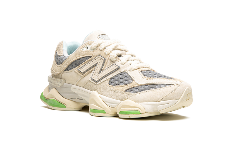 New Balance 9060 Beige Green Suede Mesh Retro Sneakers