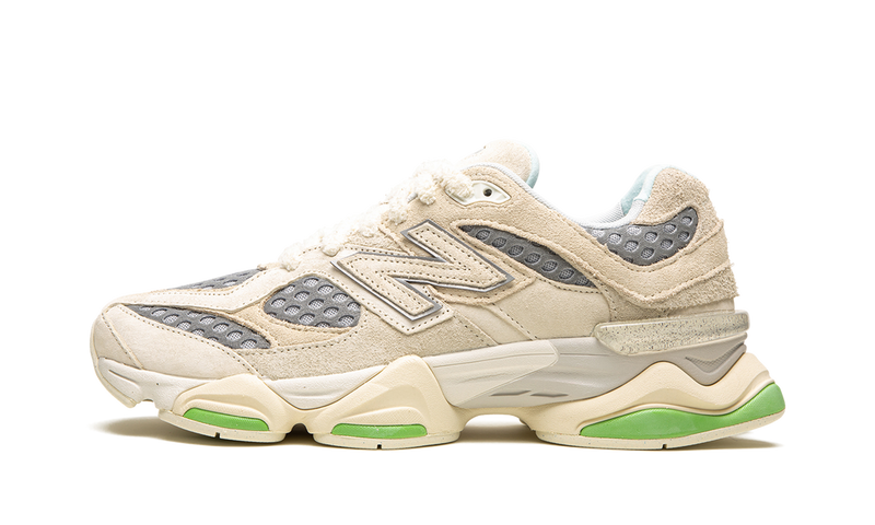 New Balance 9060 Beige Green Suede Mesh Retro Sneakers