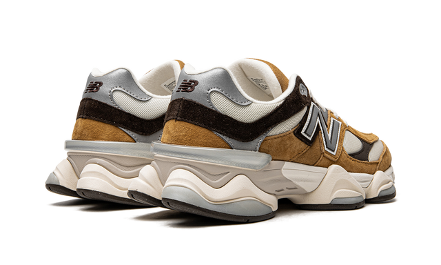 New Balance 9060 Tan Brown White Suede Mesh Retro Sneakers