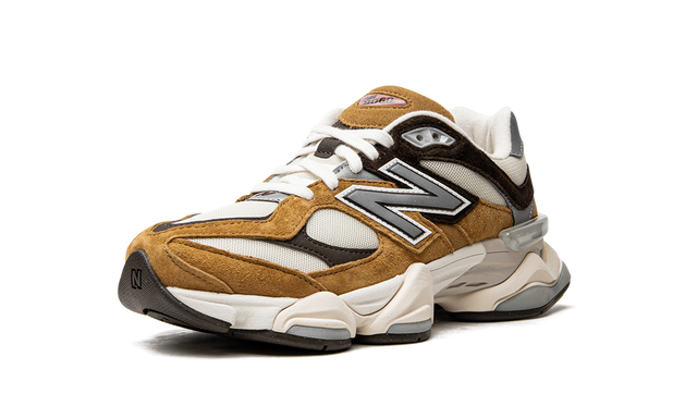 New Balance 9060 Tan Brown White Suede Mesh Retro Sneakers