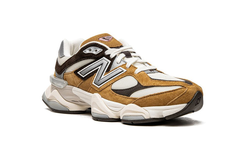 New Balance 9060 Tan Brown White Suede Mesh Retro Sneakers