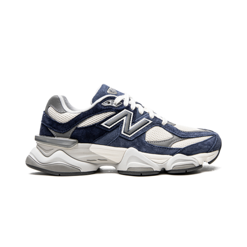 New Balance 9060 Navy White Suede Mesh Retro Sneakers