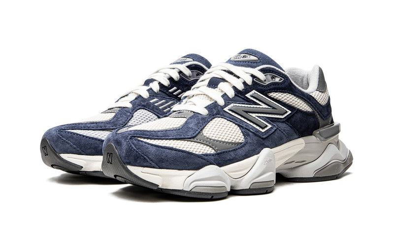 New Balance 9060 Navy White Suede Mesh Retro Sneakers
