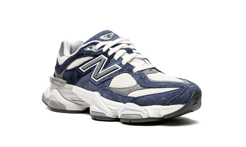 New Balance 9060 Navy White Suede Mesh Retro Sneakers