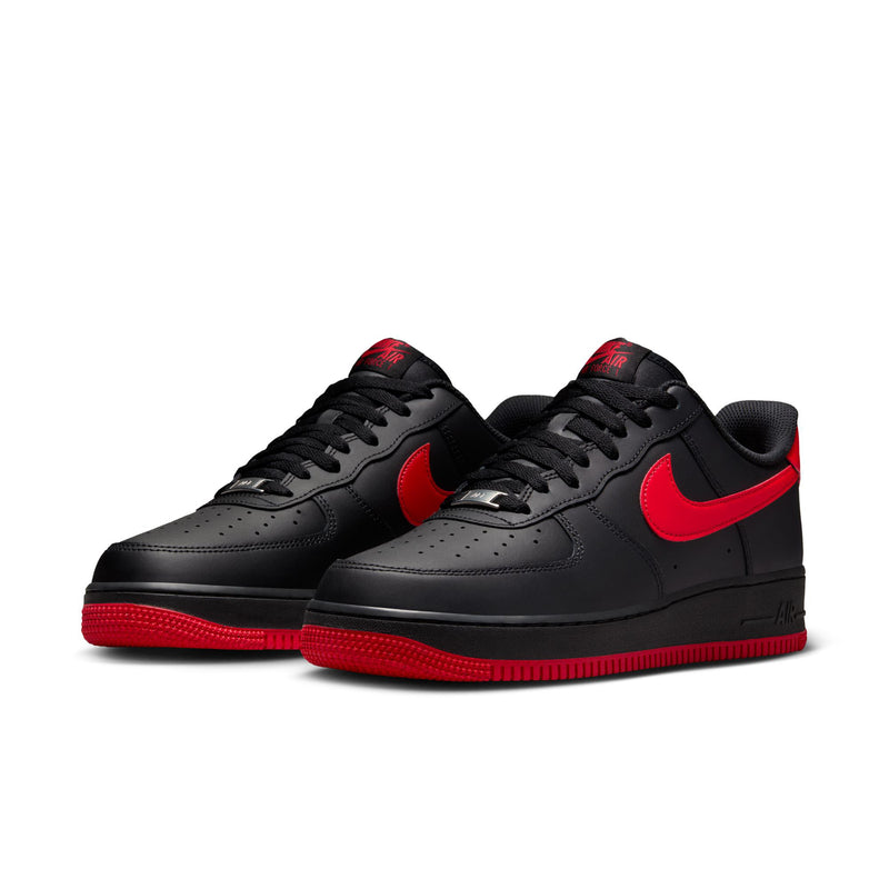 Nike Air Force 1 '07 Black & Red Leather Sneakers