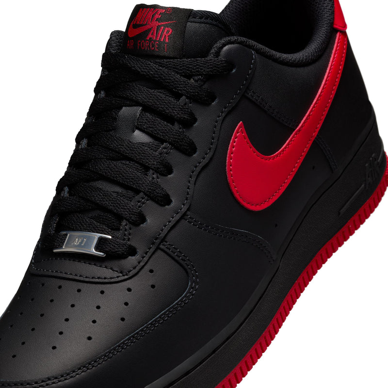 Nike Air Force 1 '07 Black & Red Leather Sneakers