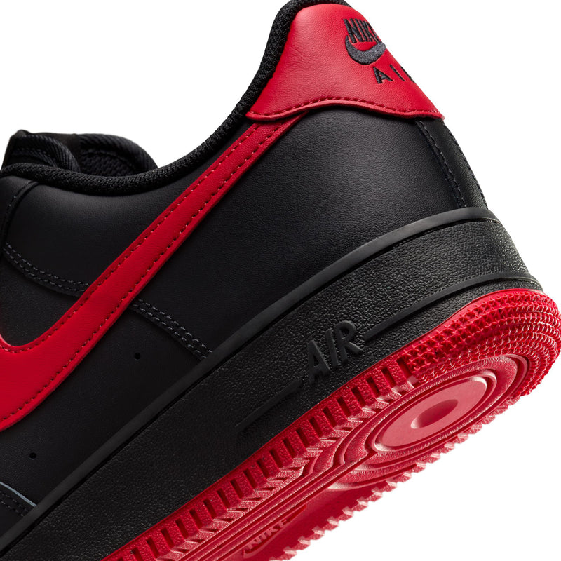 Nike Air Force 1 '07 Black & Red Leather Sneakers