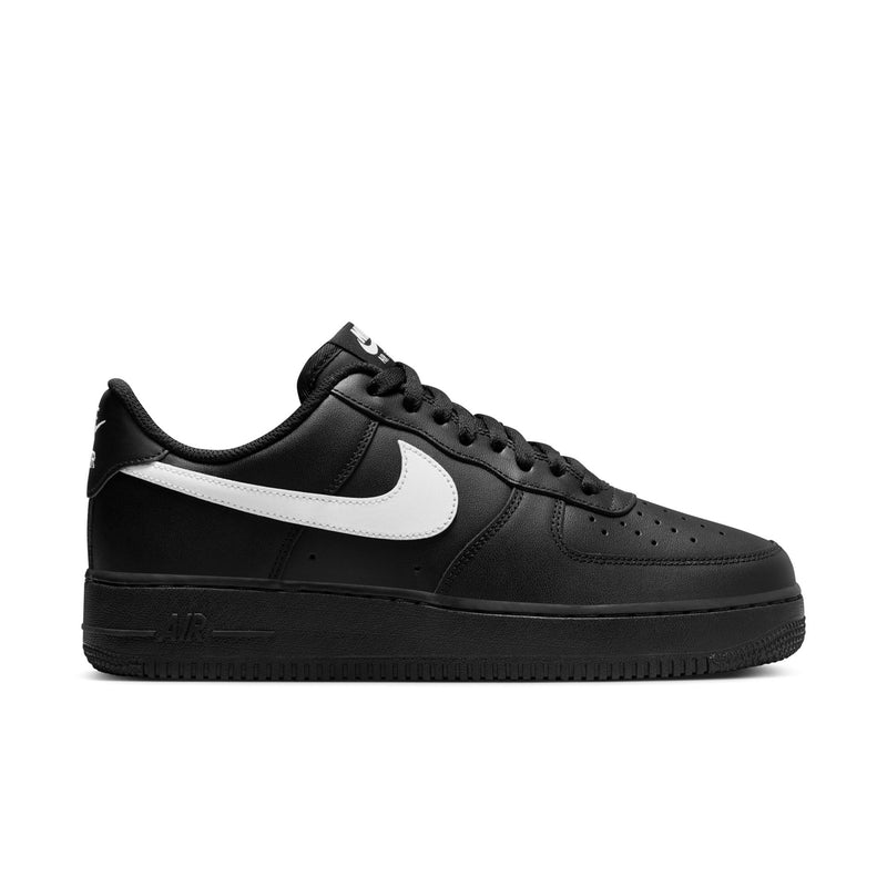 Nike Air Force 1 '07 Black with White Swoosh Leather Sneakers