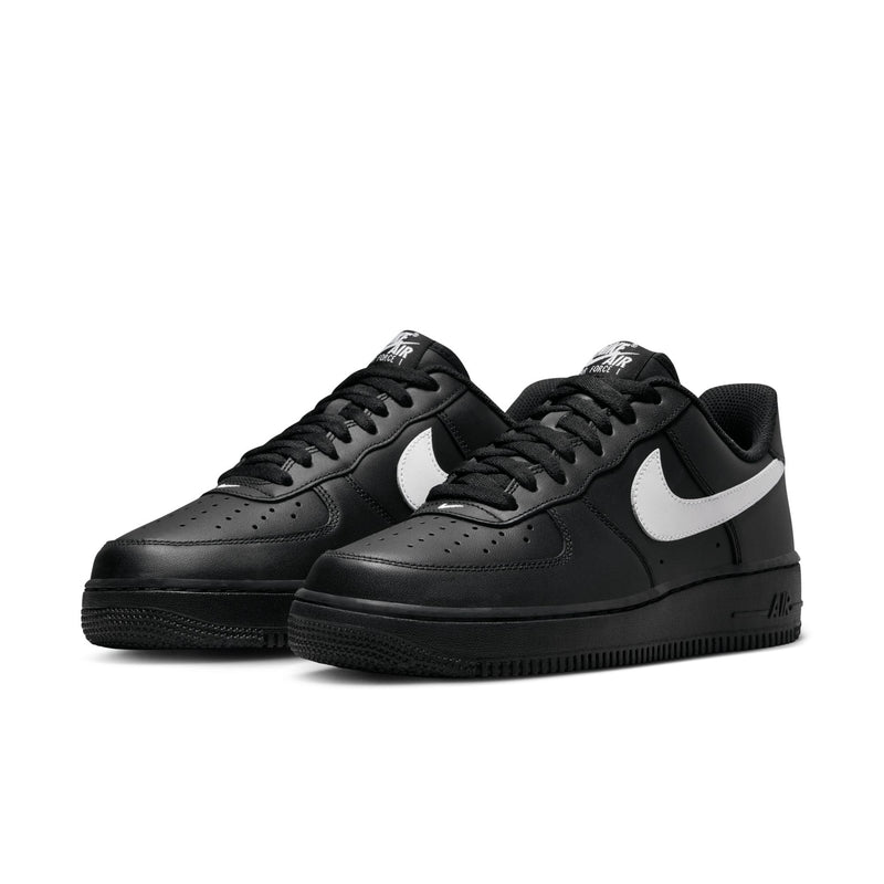 Nike Air Force 1 '07 Black with White Swoosh Leather Sneakers