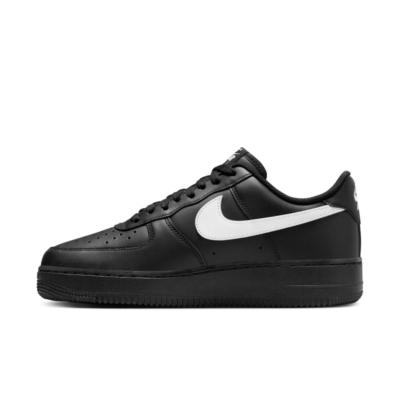 Nike Air Force 1 '07 Black with White Swoosh Leather Sneakers
