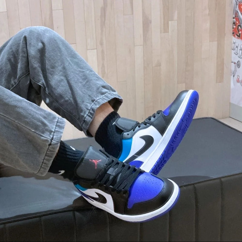 Air Jordan 1 Low Black/Purple/White/Teal Leather Sneakers
